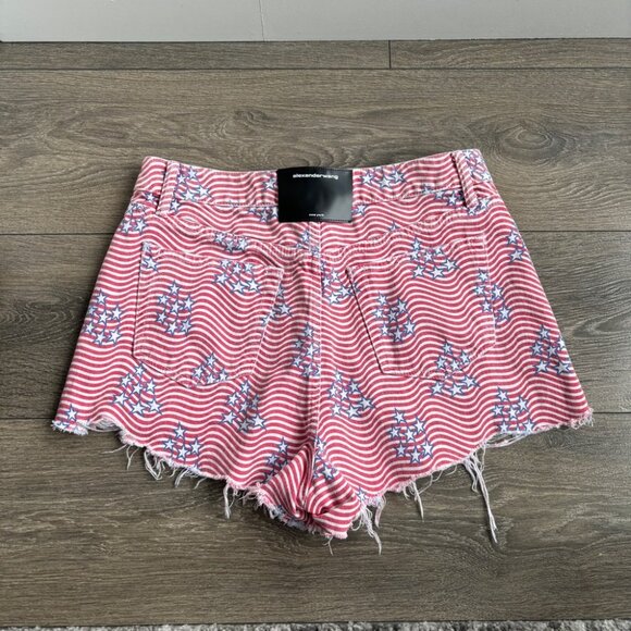 Alexander Wang T Bite Star Print Cutoff Denim Shorts - Picture 5 of 13
